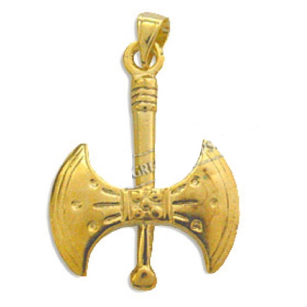 24k Gold Plated Sterling Silver Pendant - Double Minoan Axe (28mm)