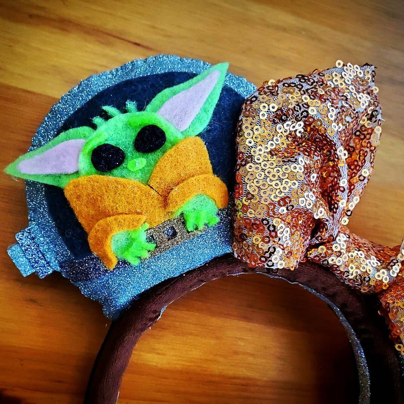 Baby Yoda Mandalorian Inspired Mouse Ears Headband Disney Ears Etsy