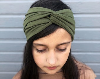 NOUVELLES COULEURS ! Bandeau à boucles torsadées « Pinky Swear » pour adultes, jeunes, enfants, tout-petits, bébés, bambou extensible, turban en coton biologique