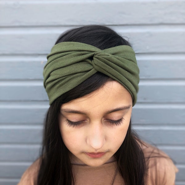NEW COLORS! "Pinky Swear" Twisted Loop Headband for Adults, Youth, Child, Toddler, Baby, Stretch Bamboo, Organic Cotton Headwrap