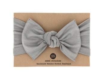 MORE COLORS! Bow Top Knot Headband for Baby, Toddler, Youth, Teen or Adult, Stretch Bamboo & Organic Cotton Jersey Knit, Big Bow, Headwrap