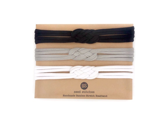 set of 3 WHITE BLACK knotted HEADBANDS Amazon.com : VELSCRUN 2 Pcs Wide Knotted Headbands for Women  main image 4