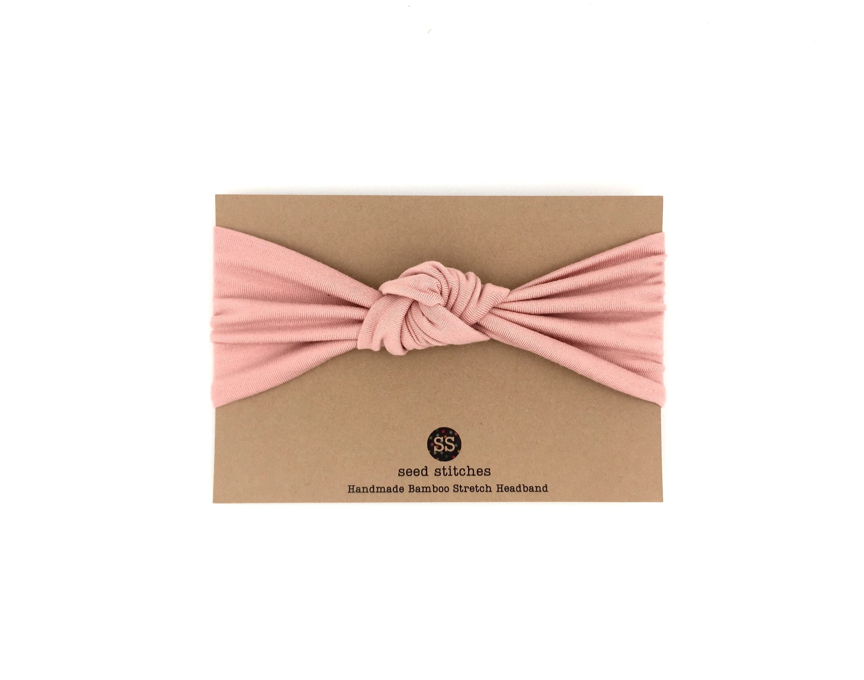Knot Headband for Baby, Toddler, Child, Teen, Adult or Mommy and Me in Light Pink Stretch Bamboo/Organic Cotton, Retro Topknot Headwrap