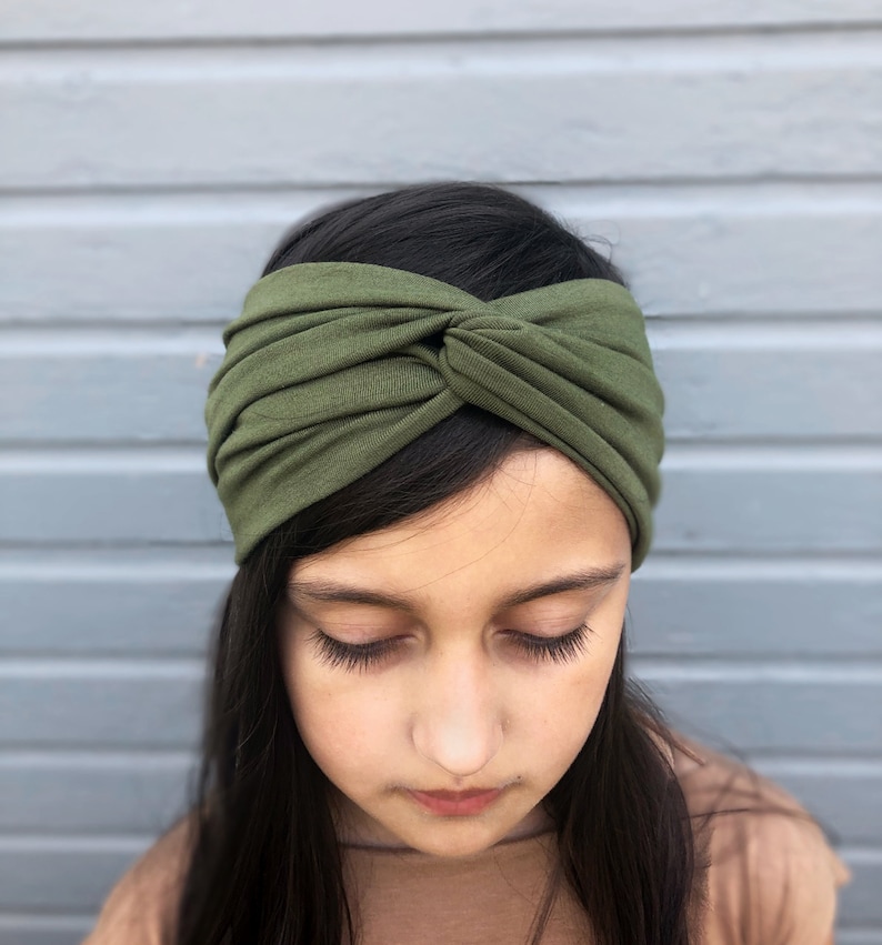 NEW COLORS Pinky Swear Twisted Loop Headband for Adults, Youth, Child, Toddler, Baby, Stretch Bamboo, Organic Cotton Headwrap image 1