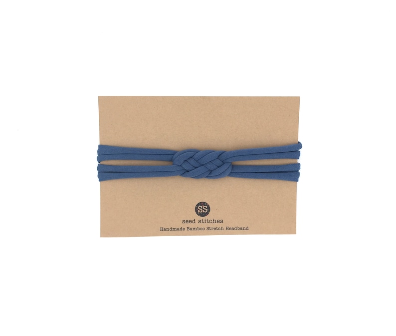 Adult in BambooOrganic Cotton Classic Blue and Aqua for Baby Child Set of Braided Thin Sailor Knot Headbands in Navy Toddler NEW
