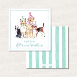 Afdrukbaar cadeaukaartje, feestpuppy's, bijlagekaarten, visitekaartje