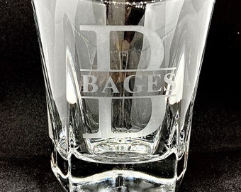 Etched Glassware. Rocks Glass. Custom etched wine glasses, pint glasses. Perfect for gifts, weddings, bar.