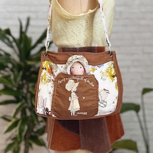 60s Heather Holly Hobbie Patchwork Geldbörse | Vintage Knickerbocker Umhängetasche Taschenpuppe | Süße Retro Boho Hippie Tasche