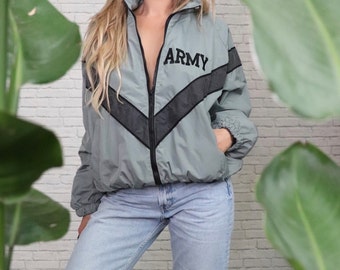 80s Army Physical Fitness Jacket | Small Medium Adult Size | Vintage Athletic Uniform Windbreaker | Military Sportswear Bomber | Streetwear 80s Army Physical Fitness Jacket | Small Medium Adult Size | Vintage Athletic Uniform Windbreaker | Military Sportswear Bomber | Streetwear