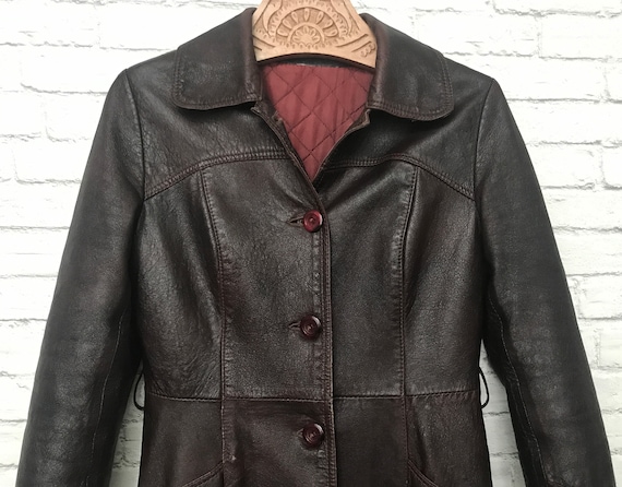 70's Brown Leather Jacket, 1960s Mod Leather Butt… - image 8