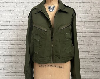 Vintage 90s Upcycled Military Half-zip Jacket | Olive Green