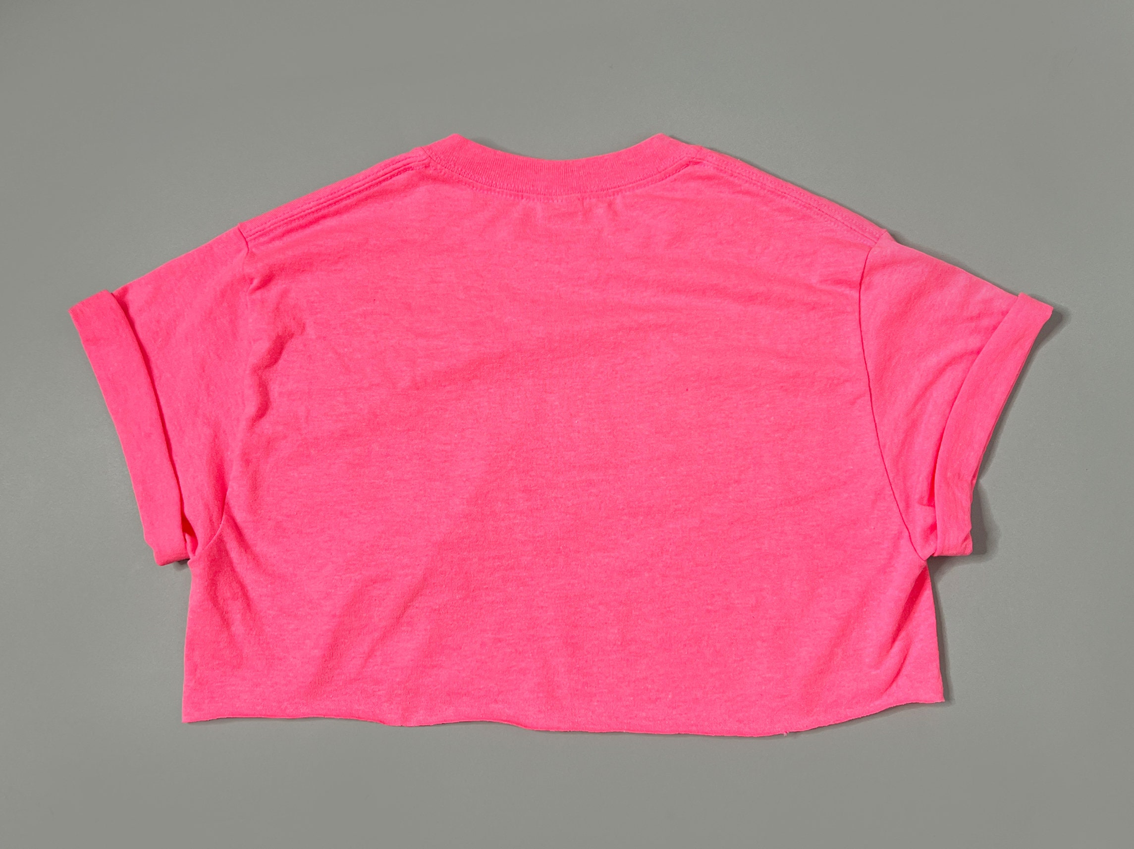 90s Neon Crop Top | Small Medium Size | Bright Pink Cotton