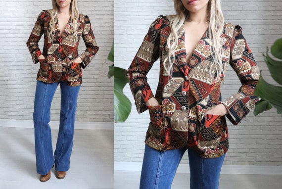 1960's Mod Brown Blazer, Small Size Ladies, Carlo Con… - Gem