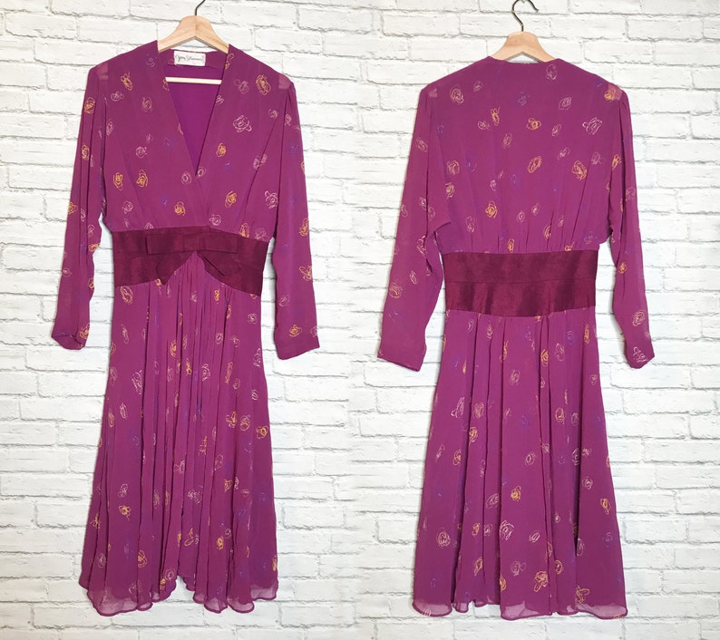 70's Purple Party Dress Plunging Neckline Purple image 5