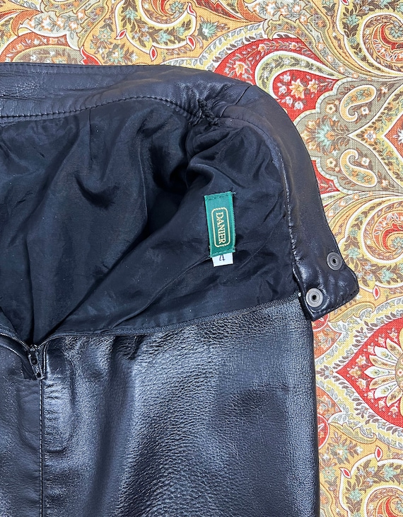 1980s High Waist Leather Skirt || XXS Size 24 Waist