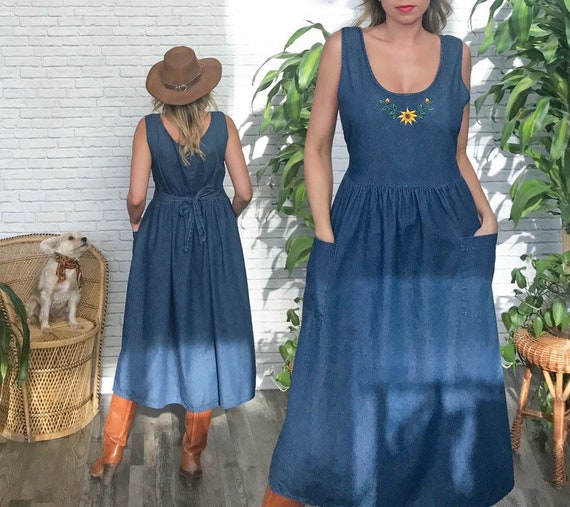 midi length denim dresses