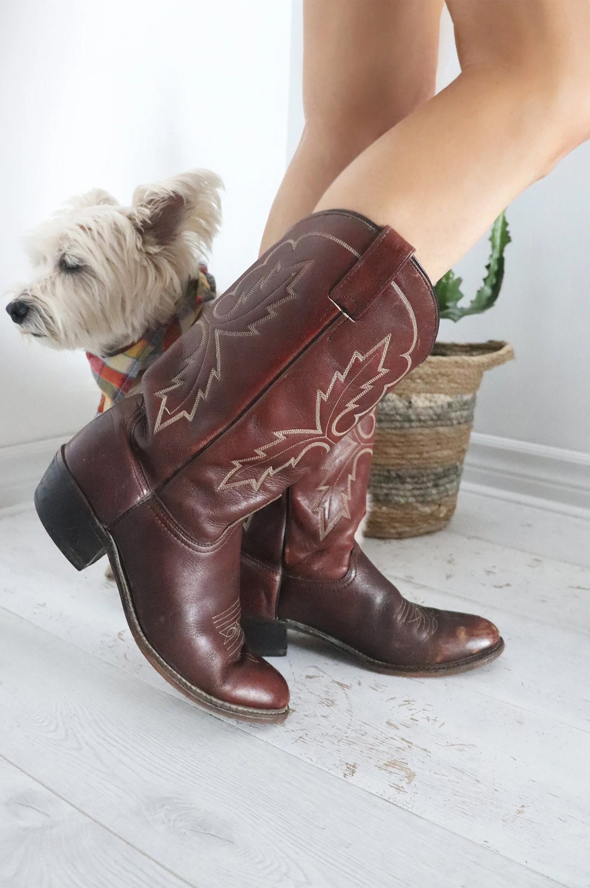 1970s Mens Cowboy Boots || 9 to 9.5 Size || Western Cordovan