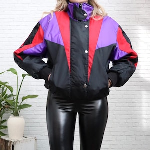 1980&#39;s Wolff Ski Jacket | Small Medium Size | Cropped Puffer Coat | 80s Warm Winter Skiing Snowboard Jacket | Color Block | Wolff Of Canada