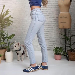 80s Bongo High Waist Jeans | 25/26 Waist x 30" Length | Light Wash Slim Tapered Fit Summer Jeans | High Rise Denim | 1980s 1990s Bongo Jeans