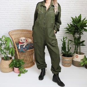 Mono militar vintage / Adulto grande / Damas XL / 7040 Nato / Traje de vuelo del ejército de los años 90 sin usar, mono verde oliva OG 107, traje de pantalón