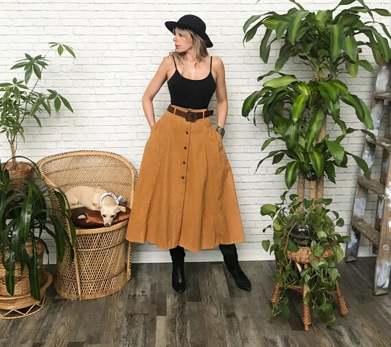 70's Caramel High Waist Western Skirt