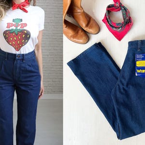 70s Wrangler Jeans | 27 Waist | Vintage High Waist Deadstock NOS Indigo Blue Denim image 5