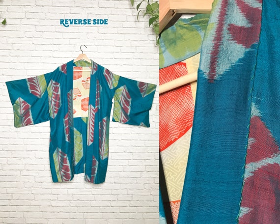 50s Silk Furisode Kimono, Reversible Kimono Jacke… - image 10