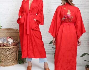 L | 70/80s Silk Chinese Robe - Etsy L | 70/80s Silk Chinese Robe - Etsy