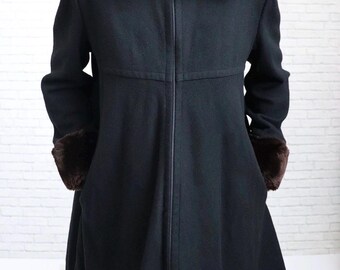 Martine Sitbon Wool Swing Coat | Medium | Vintage Faux Fur