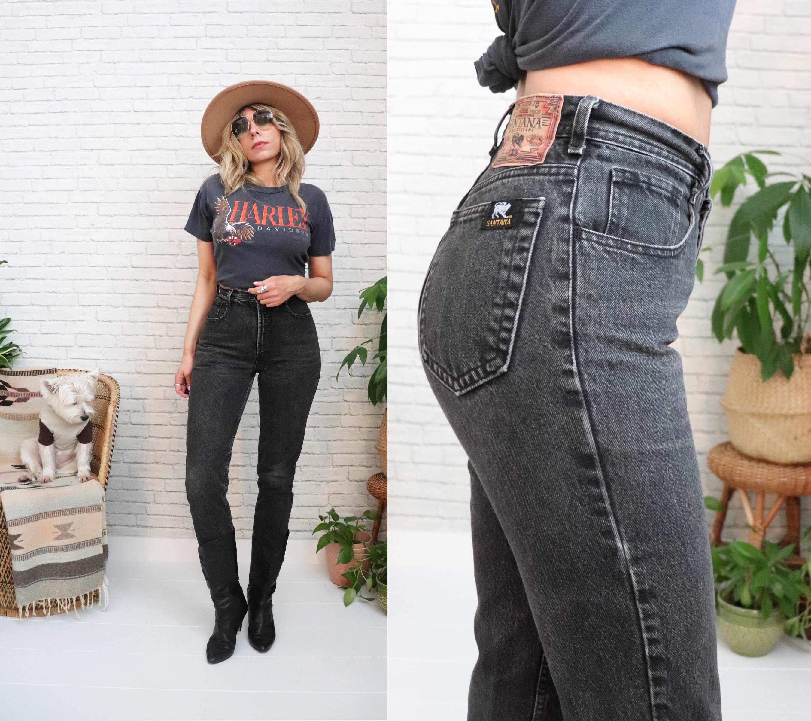 80s Santana High Waist Jeans | 26 Waist | Black High Rise
