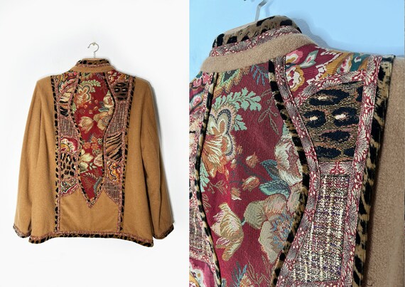 Vintage Brown Wool Tapestry Jacket | Medium Size … - image 7