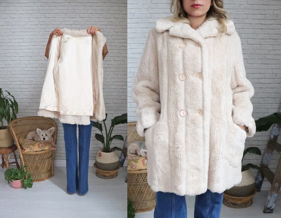 1960's Faux Fur Cream Coat || Medium Size Ladies … - image 6