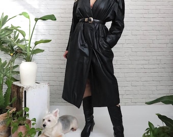 Vintage 80s Winlit Leather Trench Coat: Paisley Embroidered Jacket