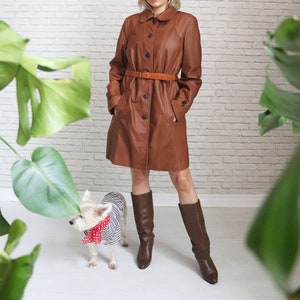 Vintage Brown Leather Jacket, Medium Size