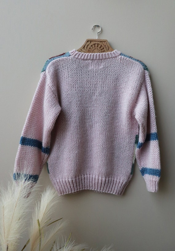 Vintage 80s Knit Sweater || Soft Lilac Pink Paste… - image 5