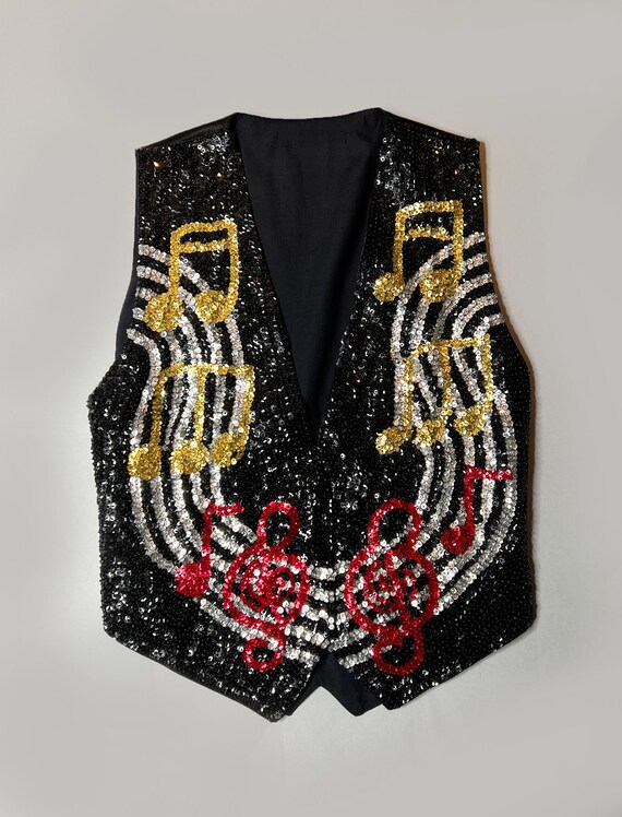 1980's Sequin Music Vest | Large Size | Unisex | … - image 3