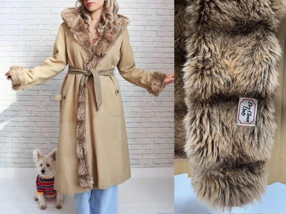 1970's Wrap Coat | Medium Size | Khaki Tan Vintag… - image 3