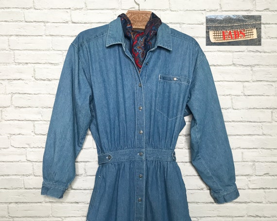 1970s Denim Shirt Dress • Women's Jean Dress • Lo… - image 6