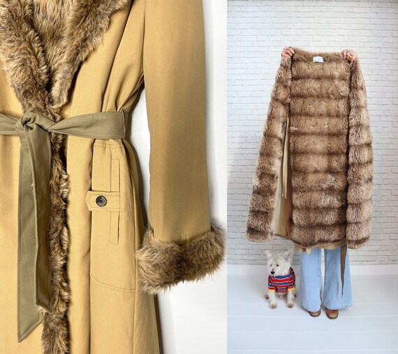 1970's Wrap Coat | Medium Size | Khaki Tan Vintag… - image 4