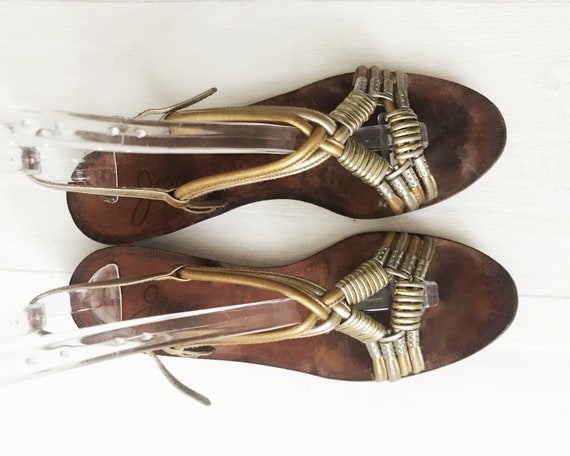 1980's Wooden Flat Sandals // 8  // Italian Bohem… - image 5