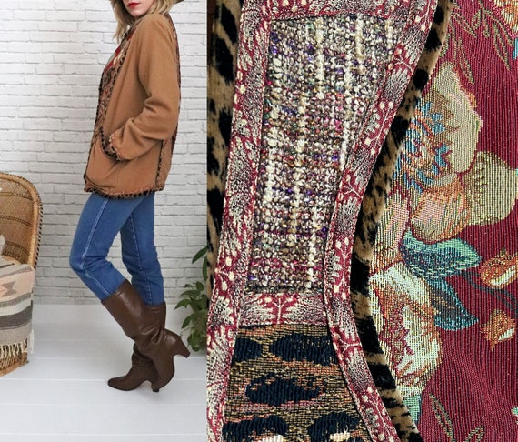 Vintage Brown Wool Tapestry Jacket | Medium Size … - image 3