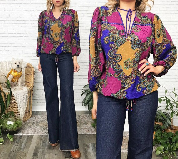 70's Diane Frèis Paisley Blouse - image 1