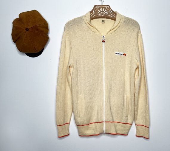 Vintage Ellesse Tennis Cardigan | Small to Medium Size Men's | 70s Zip-Up Knit Sweater View 5