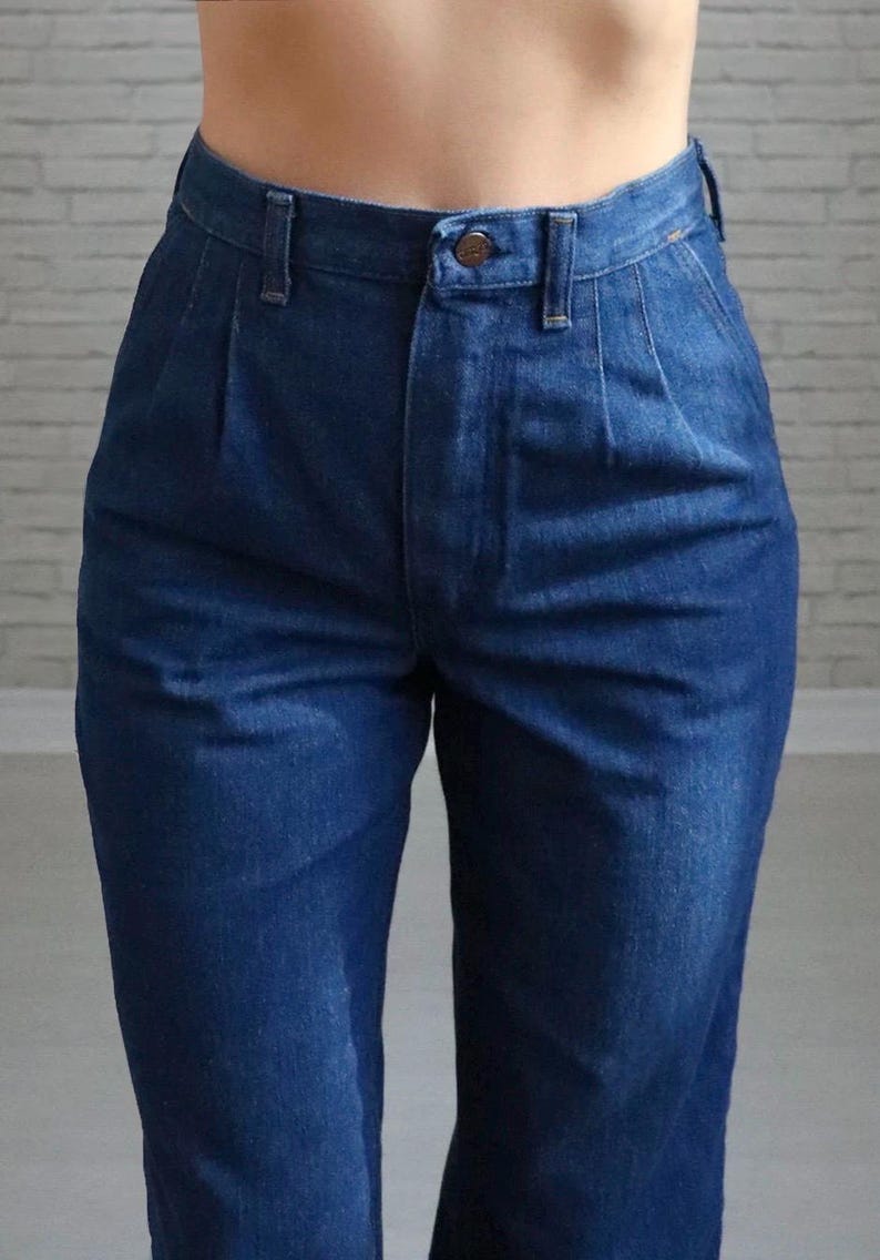 70s Wrangler Jeans | 27 Waist | Vintage High Waist Deadstock NOS Indigo Blue Denim image 6