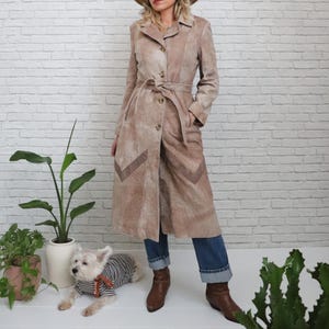 Trench d'hiver en daim années 60/70 | Petite taille | Blouson isolé en cuir marron bicolore | doublure chaude amovible | Grenier en cuir | Fabriqué au Canada