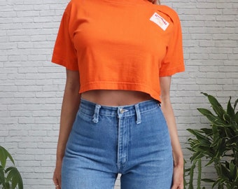 1978 Vintage Garfield Crop Top | Small Medium Size | Vintage Orange Cropped Tee