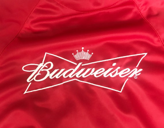 80s Budweiser Track Jacket, Vintage 1980s Starter Jacket, 80s Red Satin Jacket, 80s Athletic Jacket , 1980s Running Jacket, Medium Large 80s Budweiser Track Jacket, Vintage 1980s Starter Jacket, 80s Red Satin Jacket, 80s Athletic Jacket , 1980s Running Jacket, Medium Large