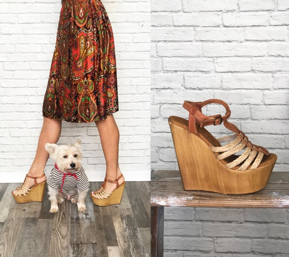 Sbicca Platform Wooden Sandals Size 7 || Sbicca Sh