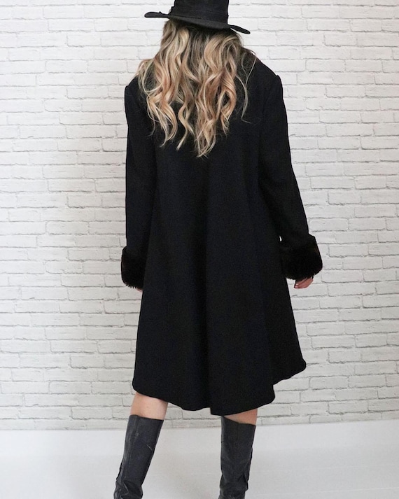Martine Sitbon Wool Swing Coat | Medium | Vintage Faux Fur