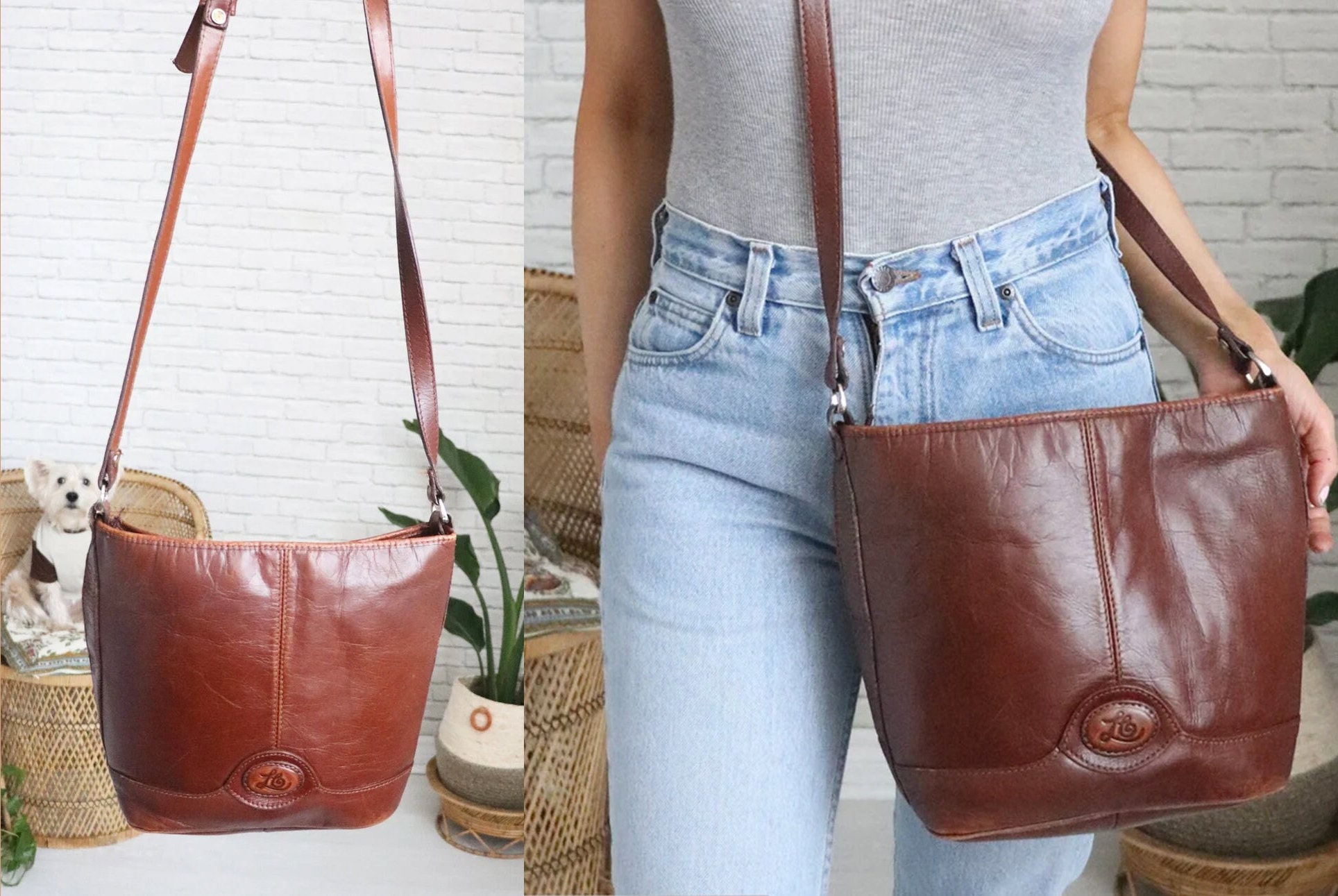 1970's Leather Bucket Bag Crossbody Shoulder Purse -  Denmark